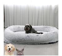 UKLULUAMZ Cama redonda para perros, cama para perros humanos, cama de tamaño extra grande para personas, adultos y mascotas, camas gigantes esponjosas para perros con extraíble (gris, 180 cm)
