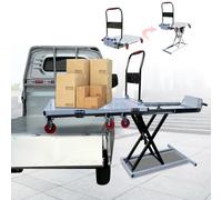UKLULUAMZ Mesa elevadora hidráulica de tijera, carrito de elevación hidráulica, mesa elevadora eléctrica de tijera individual con 4 ruedas, mesa elevadora plana móvil, capacidad de 300 kg, altura de