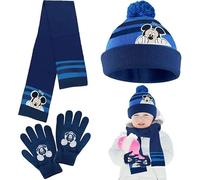 UKMICNVXSU Conjunto Gorro y Bufanda Niño, 3 in 1 Set Guantes Invierno Niño y Gorro para Niños Niños 3-8 Años(Azul)
