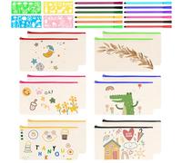 UKOFEW 12 Piezas DIY Bolsas de Tela para Pintar,Bolsa Tela Cremallera,Bolso Cosmético de Lona,DIY Bolsa de Lápiz,para Pintar Escuela Manualidades Viajes Organizar