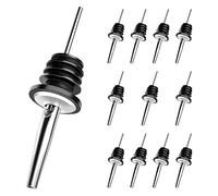 UKOFEW 12 Piezas Vertedor de Botellas, Boquillas Aceite In Acero Inoxidable, Botella Vertedores Espíritu, Reutilizable, Para Botellas, Cócteles, Vinos, Ginebra, Fiestas y Bares (Negro)