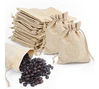 UKOFEW 50 Piezas Bolsas de Lino, Bolsa Tela Cordón para Regalo, Bolsas de Regalo para Joyas, Para Regalos de Bodas, Fiestas, Joyas, Navidad, Bolsas de Tela (9x12cm)