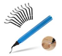 UKOFEW Desbarbador Metal,Herramienta de Desbarbado Manual,Desbarbado de Rotación de 360°con 10 Piezas Cuchillas de Repuesto HSS,para Acero, Plástico, Aluminio, Cobre, Impresora 3D