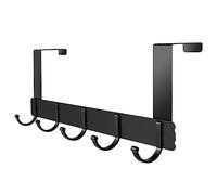 UKOFEW Gancho para Puerta con 5 Ganchos, Colgadores de Puerta Aluminio, Perchero Puerta, Sin Taladrar, para Puertas de Baño, Puertas de Dormitorio, Puertas de Cocina (Negro)