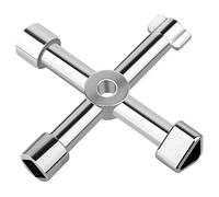UKOFEW Llave Utilidad Multifuncional 4-Puntas, Llave Universal Para Cajas Agua, Llave Triangular, Aleación Zinc 4 en 1, Para Cajas Medidores Gas, Gabinetes, Llaves Puertas Correderas (Plata)