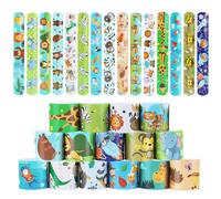 UKOFEW Pulseras de Bofetadas, Slap Pulseras de Juguete para Niños, Pulseras de Juguete Slap Pulsera, Bandas de Bofetadas, Regalo de Fiesta de Cumpleaños para Niños y Niñas (Animales-30 unidades)