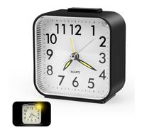 UKOFEW Reloj Despertador Analógico Silencioso, Reloj Despertador de Cabecera, Reloj Despertador De Viaje Sin Tictac, con Luz Nocturna Función de Repetición, para Dormitorio, Oficina, Viajes (Negro)