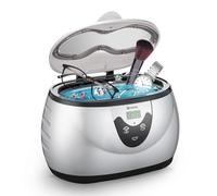 UKOKE Máquina de limpieza ultrasónica con temporizador para joyería, gafas y prótesis 0,6 L Plata