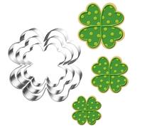 UKoosien Juego de cortadores de galletas con trébol de 4 hojas, tamaño 3,5" 2,6" 2"-3 piezas, cortadores de galletas para decoraciones de fiesta de primavera del día de San Patricio