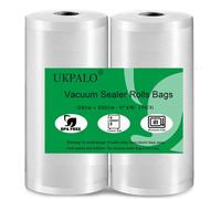 UKPALO Paquete de 2 rollos de bolsas selladoras al vacío de 28 cm x 500 cm (total 10 m), bolsas selladoras al vacío de 4 mil de grosor, rollos de sellado al vacío sin BPA, ideales para almacenamiento