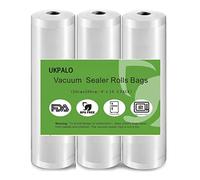 UKPALO Paquete de 3 rollos de bolsas selladoras al vacío de 20 cm x 500 cm, 4 mil de grosor, bolsas selladoras al vacío sin BPA, ideales para almacenamiento de sellado al vacío y Sous Vide