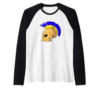 Ukraine Flag Color Mohawk Skull Supporter National Team Camiseta Manga Raglan