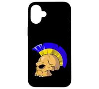 Ukraine Flag Color Mohawk Skull Supporter National Team Carcasa para iPhone 16 Plus