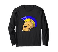 Ukraine Flag Color Mohawk Skull Supporter National Team Manga Larga