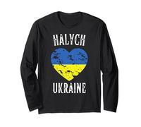 Ukraine Flag Heart Halych City Manga Larga
