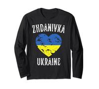 Ukraine Flag Heart Zhdanivka City Manga Larga