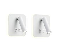 uksunvi Lámpara de pared LED, lámpara de pared de lectura junto a la cama, lámparas de lectura de pared LED de 12 W, foco ajustable （3 W + 9 W 3000 K luz cálida） (blanco cuadrado 2PCS)