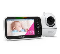 UKSUP Monitor de bebé con cámara y audio-video monitor de bebé con alcance de 950 pies, zoom remoto panorámico, visión nocturna, sensor de temperatura, conversación bidireccional, 8 canciones de cuna