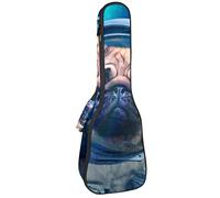 Ukulele Bag Astronaut Dog In Space Ukulele Case para Soprano Tenor Concierto 23 pulgadas 10MM Grueso suave acolchado correas ajustables Gig Bag