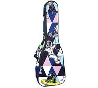 Ukulele Bag Astronauts And Aliens On Triangle Pattern Ukulele Case para Soprano Tenor Concierto 23 pulgadas 10MM Grueso suave acolchado correas ajustables bolsa