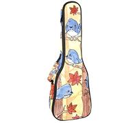 Ukulele Bag Autumn Birds Rest On The Tree Maple Leaves Funda para ukelele Soprano Tenor Concierto 23 pulgadas 10MM Grueso suave acolchado correas ajustables bolsa de concierto