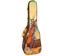 Ukulele Bag Autumn Forest Animal Music Party Pattern Ukulele Case para Soprano Tenor Concierto 23 pulgadas 10MM Grueso suave acolchado correas ajustables Gig Bag