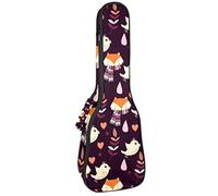 Ukulele Bag Autumn With Foxes And Birds Pattern Ukulele Case para Soprano Tenor Concierto 23 pulgadas 10MM Grueso suave acolchado correas ajustables Gig Bag
