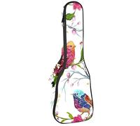 Ukulele Bag Bird Butterfly And Flower On Branch Ukulele Case para Soprano Tenor Concierto 23 pulgadas 10MM Grueso suave acolchado correas ajustables Gig Bag