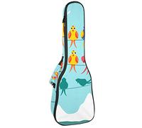 Ukulele Bag Birds On A Wire Blue Background Pattern Ukulele Case para Soprano Tenor Concierto 23 pulgadas 10MM Grueso suave acolchado correas ajustables Gig Bag
