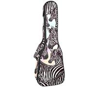 Ukulele Bag Black Zebra Animal Pattern Ukulele Case para Soprano Tenor Concierto 23 pulgadas 10MM Grueso suave acolchado correas ajustables Gig Bag