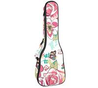 Ukulele Bag Butterfly On The Flower Pattern Ukulele Case para Soprano Tenor Concierto 23 pulgadas 10MM Grueso suave acolchado correas ajustables Gig Bag