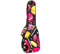 Ukulele Bag Candy Lips Roses Sweet Pattern Ukulele Case para Soprano Tenor Concierto 23 pulgadas 10MM Grueso suave acolchado correas ajustables Gig Bag