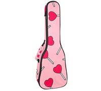 Ukulele Bag Candy Love Pattern Pink Ukulele Case para Soprano Tenor Concierto 23 pulgadas 10MM Grueso suave acolchado correas ajustables Gig Bag