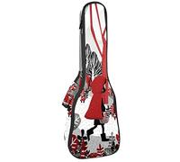 Ukulele Bag Cartoon Girl And Wolf Deep Forest Pattern Ukulele Caso para Soprano Tenor Concierto 23 pulgadas 10MM Grueso suave acolchado correas ajustables Gig Bag