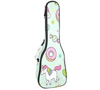 Ukulele Bag Cartoon Unicorn Rainbow Donut Balloon Candy Light Green Pattern Ukulele Case para Soprano Tenor Concierto 23 pulgadas 10MM Grueso suave acolchado correas ajustables bolsa de concierto