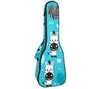 Ukulele Bag Cartoon Zebra Love Pattern Ukulele Case para Soprano Tenor Concierto 23 pulgadas 10MM Grueso suave acolchado correas ajustables Gig Bag