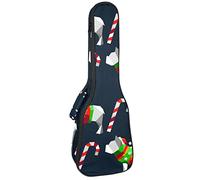 Ukulele Bag Christmas Dog And Candy Cane Pattern Ukulele Case para Soprano Tenor Concierto 23 pulgadas 10MM Grueso suave acolchado correas ajustables Gig Bag