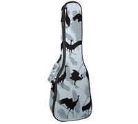 Ukulele Bag Crane Bird And Feathers Silhouette Ukulele Case para Soprano Tenor Concierto 23 pulgadas 10MM Grueso suave acolchado correas ajustables Gig Bag
