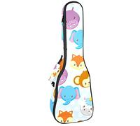 Ukulele Bag Cute Animal Faces Pattern Ukulele Case para Soprano Tenor Concierto 23 pulgadas 10MM Grueso suave acolchado correas ajustables Gig Bag