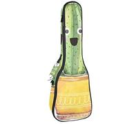 Ukulele Bag Cute Cactus Character Saying Hello World Pattern Ukulele Case para Soprano Tenor Concierto 23 pulgadas 10MM Grueso suave acolchado correas ajustables bolsa