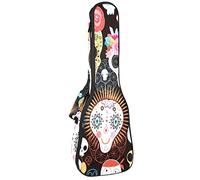 Ukulele Bag Day Of The Day of the Day Sugar Skull Flower Pattern Ukulele Case para Soprano Tenor Concierto 23 pulgadas 10MM Grueso suave acolchado correas ajustables bolsa de concierto