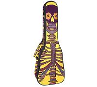 Ukulele Bag Day Of The Dead Skull Skeleton Pattern Ukulele Case para Soprano Tenor Concierto 23 pulgadas 10MM Grueso suave acolchado correas ajustables bolsa