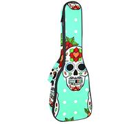 Ukulele Bag Day of the Dead Sugar Skull Pattern Ukulele Case para Soprano Tenor Concierto 23 pulgadas 10MM Grueso suave acolchado correas ajustables Gig Bag