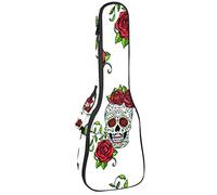 Ukulele Bag Dead Of The Dead Skulls con funda para ukelele de rosa para concierto soprano Tenor de 23 pulgadas, 10 mm de grosor, suave acolchado correas ajustables bolsa