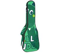 Ukulele Bag Dinosaur Hello Green Pattern Ukulele Case para Soprano Tenor Concierto 23 pulgadas 10MM Grueso suave acolchado correas ajustables Gig Bag