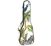 Ukulele Bag Exotic Tree Animal Pattern Ukulele Case para Soprano Tenor Concierto 23 pulgadas 10MM Grueso suave acolchado correas ajustables Gig Bag