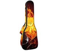 Ukulele Bag Fire Burning Flower Pattern Ukulele Case para Soprano Tenor Concierto 23 pulgadas 10MM Grueso suave acolchado correas ajustables Gig Bag