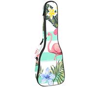 Ukulele Bag Flamingo In The Tropical Plants Jungle Ukulele Case para Soprano Tenor Concierto 23 pulgadas 10MM Grueso suave acolchado correas ajustables Gig Bag