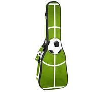 Ukulele Bag Football Soccer Green Grass Field Pattern Ukulele Case para Soprano Tenor Concierto 23 pulgadas 10MM Grueso suave acolchado correas ajustables Gig Bag