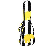 Ukulele Bag - Funda para ukelele con diseño de elefantes amarillos y rayas blancas negras para concierto de tenor soprano, 23 pulgadas, 10 mm, suave acolchado y correas ajustables